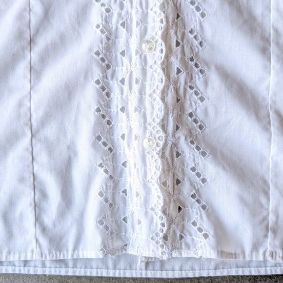 Vintage Stacy Stag of California White Eyelet Collared Sleeveless Top - Picture 6 of 9